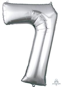 LRG SHP NUMBER 7 SILVER ANAGRAM 35" (PKG)