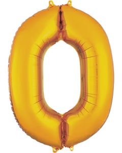 LRG SHP NUMBER 0 GOLD ANAGRAM 35" (PKG)