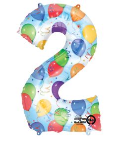 LRG SHP NUMBER 2 BALLOONS & STREAMERS 33" (PKG)(D) sale
