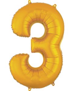 LRG SHP NUMBER 3 GOLD ANAGRAM 34" (PKG)