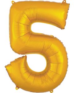 LRG SHP NUMBER 5 GOLD ANAGRAM 33" (PKG)