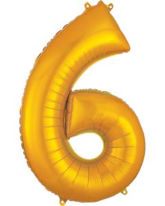 LRG SHP NUMBER 6 GOLD ANAGRAM 34" (PKG)