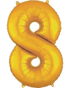 LRG SHP NUMBER 8 GOLD ANAGRAM 34" (PKG)