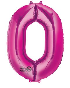 LRG SHP NUMBER 0 PINK ANAGRAM 35" (PKG)