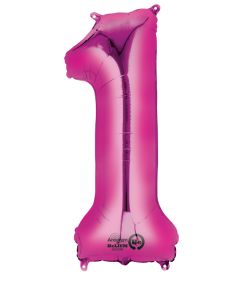 LRG SHP NUMBER 1 PINK ANAGRAM 34" (PKG)