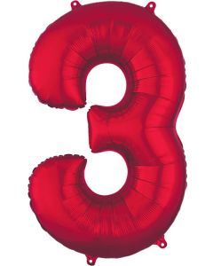 LRG SHP NUMBER 3 RED ANAGRAM 34" (PKG)