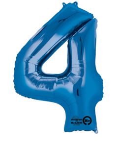 LRG SHP NUMBER 4 BLUE ANAGRAM 36" (PKG)