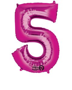LRG SHP NUMBER 5 PINK ANAGRAM 33" (PKG)