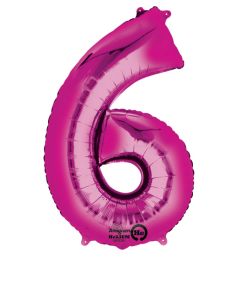 LRG SHP NUMBER 6 PINK ANAGRAM 34" (PKG)
