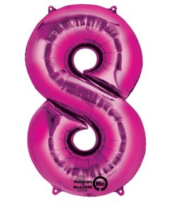 LRG SHP NUMBER 8 PINK ANAGRAM 34" (PKG)