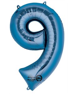 LRG SHP NUMBER 9 BLUE ANAGRAM 34" (PKG)