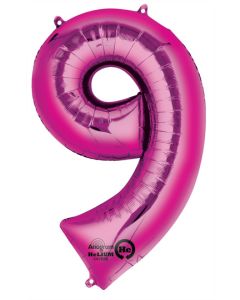 LRG SHP NUMBER 9 PINK ANAGRAM 34" (PKG)