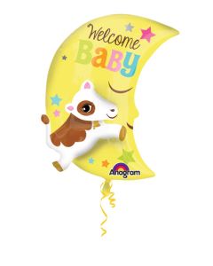 LRG SHP WELCOME BABY OVER THE MOON 25" (MULTI-BLLN)(D) sale