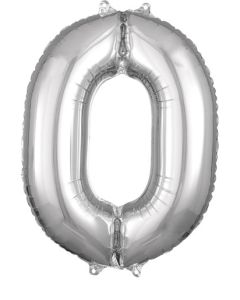 LRG SHP NUMBER MID-SIZE 0 SILVER ANAGRAM 26" (PKG)