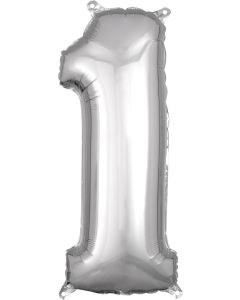 LRG SHP NUMBER MID-SIZE 1 SILVER ANAGRAM 26" (PKG)