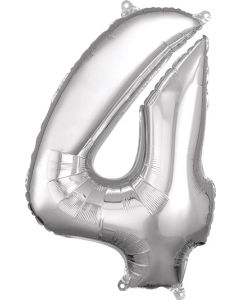 LRG SHP NUMBER MID-SIZE 4 SILVER ANAGRAM 26" (PKG)