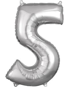 LRG SHP NUMBER MID-SIZE 5 SILVER ANAGRAM 26" (PKG)