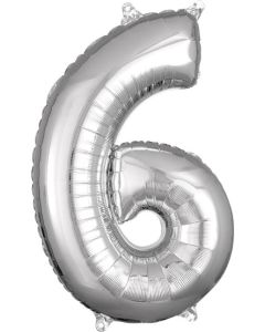 LRG SHP NUMBER MID-SIZE 6 SILVER ANAGRAM 26" (PKG)