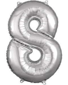 LRG SHP NUMBER MID-SIZE 8 SILVER ANAGRAM 26" (PKG)