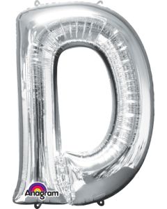 LRG SHP LETTER D SILVER ANAGRAM 33" (PKG)