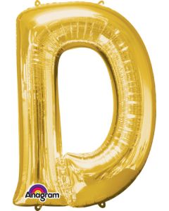 LRG SHP LETTER D GOLD ANAGRAM 33" (PKG)