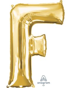 LRG SHP LETTER F GOLD ANAGRAM 32" (PKG)