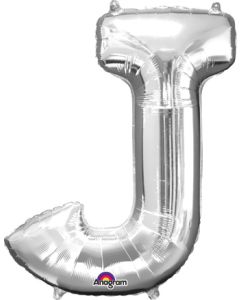LRG SHP LETTER J SILVER ANAGRAM 33" (PKG)