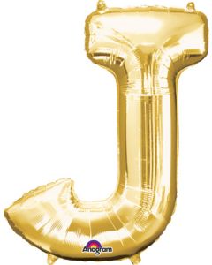 LRG SHP LETTER J GOLD ANAGRAM 33" (PKG)