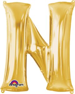 LRG SHP LETTER N GOLD ANAGRAM 32" (PKG)