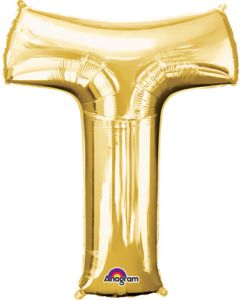 LRG SHP LETTER T GOLD ANAGRAM 32" (PKG)