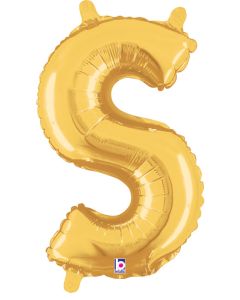 MIN SHP LETTER S GOLD MEGALOON JR.(VALVED)(14")(PKG)