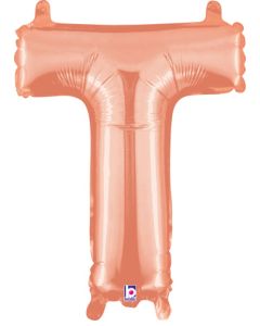 MIN SHP LETTER T ROSE GOLD MEGALOON JR.(VALVED)(14")(PKG)