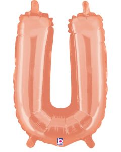 MIN SHP LETTER U ROSE GOLD MEGALOON JR.(VALVED)(14")(PKG)