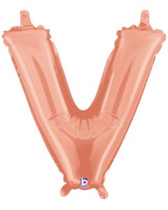 MIN SHP LETTER V ROSE GOLD MEGALOON JR.(VALVED)(14")(PKG)