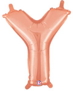 MIN SHP LETTER Y ROSE GOLD MEGALOON JR.(VALVED)(14")(PKG)