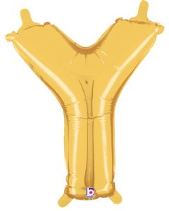 MIN SHP LETTER Y GOLD MEGALOON JR.(VALVED)(14")(PKG)