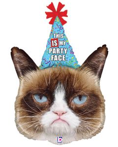 LRG SHP GRUMPY CAT PARTY FACE 36" (PKG)