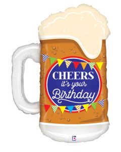LRG SHP CHEERS ITS YOUR BIRTHDAY BEER MUG CLEAR 34" (PKG)