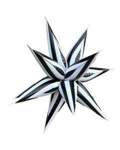 LRG SHP STARBURST BLACK & WHITE STRIPED 40"(MULTI-BLLN)(PKG)