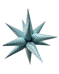 LRG SHP STARBURST BLUE GINGHAM 40" (MULTI-BALLOON)(PKG)