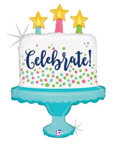 LRG SHP GLITTERING CELEBRATE CAKE 26" (PKG)(D) sale