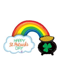 LRG SHP HAPPY ST PAT'S DAY RAINBOW POT OF GOLD 47" (D)