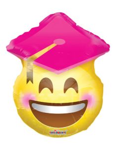 18SHP SMILEY WITH GRAD CAP PINK