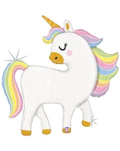 LRG SHP GLITTER PASTEL UNICORN 48" (PKG)(D)