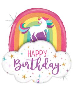 LRG SHP HB RAINBOW UNICORN 35" (HOLO)(PKG)