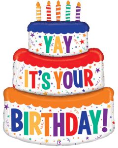LRG SHP YAY ITS YOUR BIRTHDAY CAKE SPECIAL DELIVERY 48"(PKG)