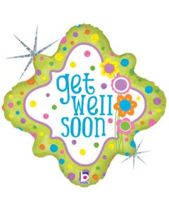 18SHP GET WELL SOON FLOWERS & DOTS (HOLO)(PKG)(D) sale