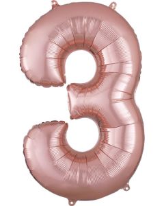 LRG SHP NUMBER 3 ROSE GOLD ANAGRAM 34" (PKG)