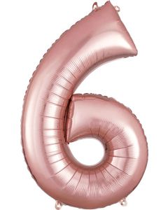 LRG SHP NUMBER 6 ROSE GOLD ANAGRAM 34" (PKG)
