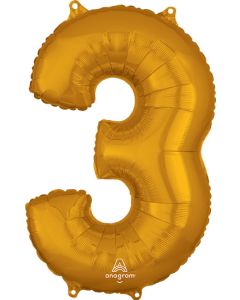 LRG SHP NUMBER MID-SIZE 3 GOLD ANAGRAM 26" (PKG)